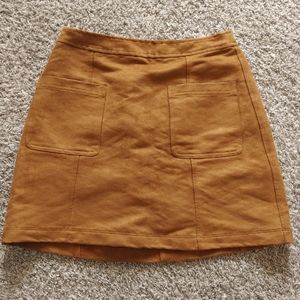 Faux-Suede Utility A-Line Mini Skirt